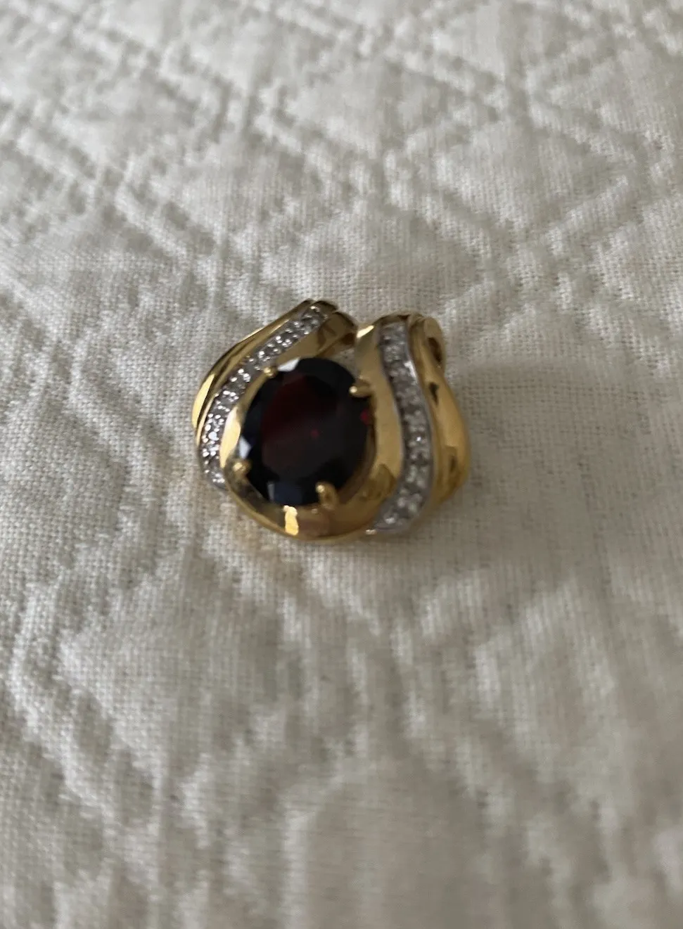 Authentic Garnet and Gold-plated Necklace Enhanser Pendant