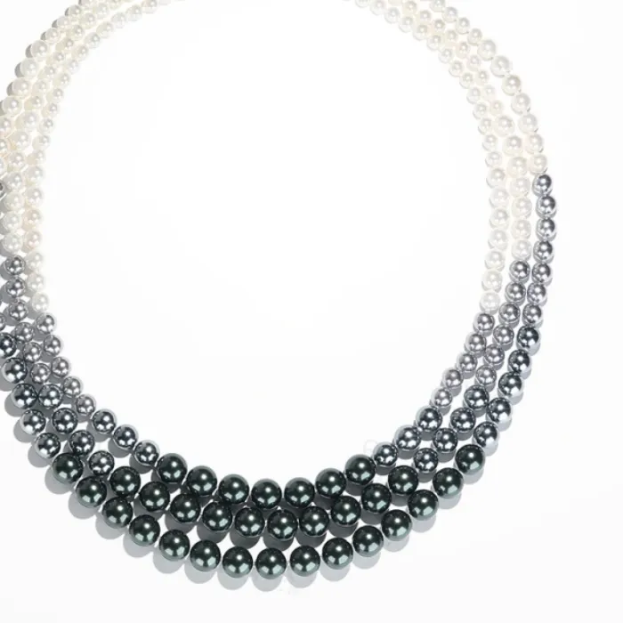 Authentic Bellux Sweater Chain 925 Silver Synthetic Zircon Designer's Bamboo Smoke Wave Moon Gradient Shell Pearl Multi Layer Necklace