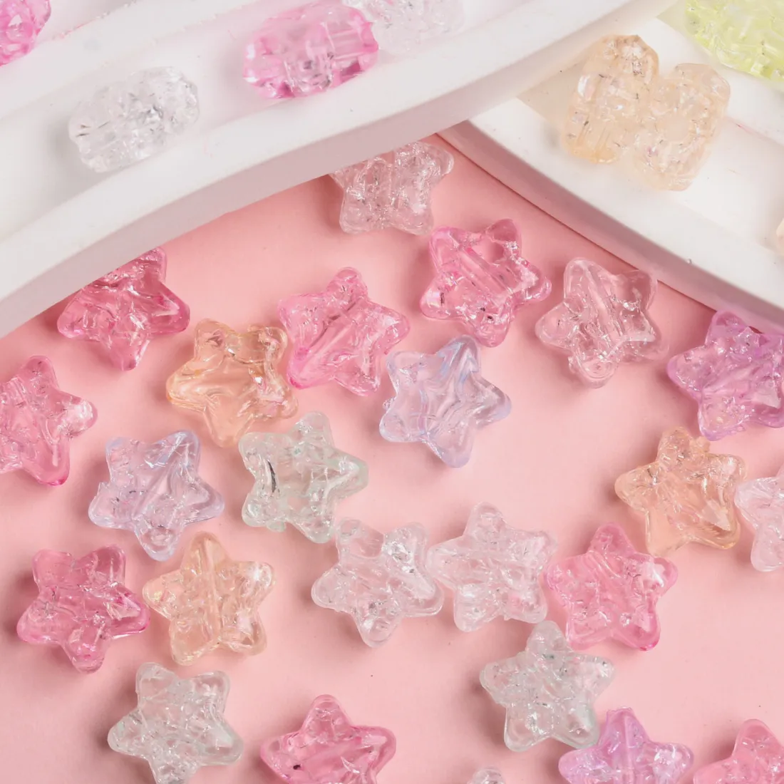 Authentic 50Pcs Bag Imitation Burst Glass Five- Pointed Star Acrylic Loose Beads Diy Earrings Bracelet Necklace Jewelry Accessories
