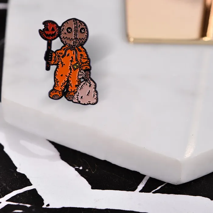 Sammm Trick R Treat Enamel Pin Brooch Burst With Pumpkin Wand Badge Jewelry Accessories