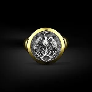 Authentic The Phoenix Eternal Flame 925 Sterling Silver Signet Ring