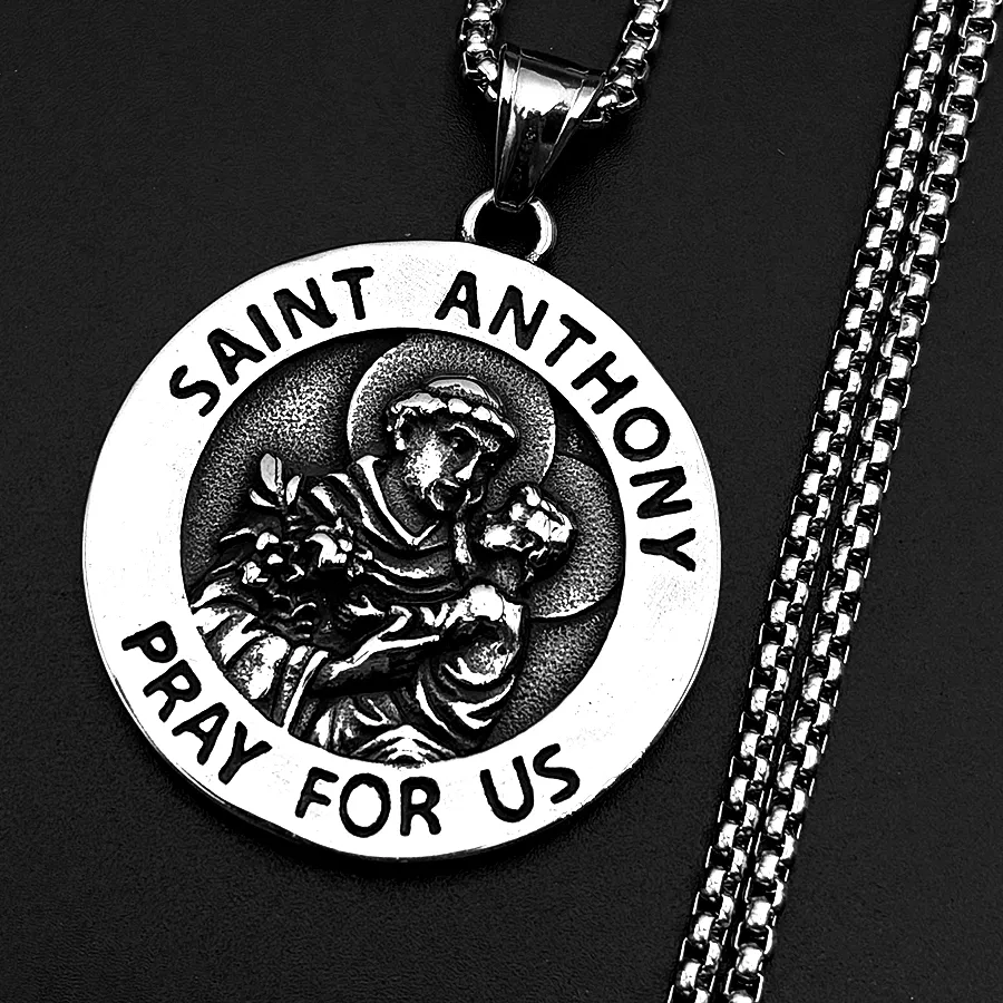 Authentic Sanit Anthony Pray For Us Chain Silver Color Patron Saint Of Lost Things Religious Jewelry