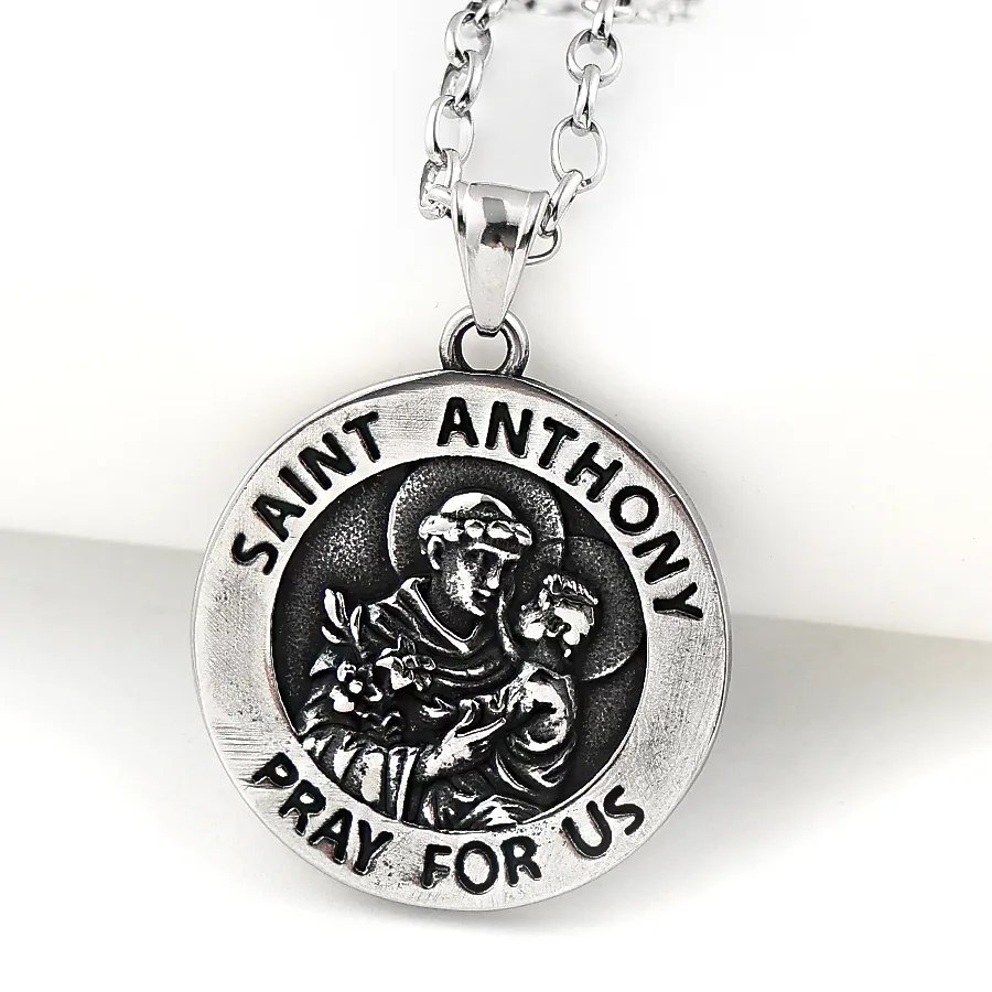 Authentic Sanit Anthony Pray For Us Chain Silver Color Patron Saint Of Lost Things Religious Jewelry