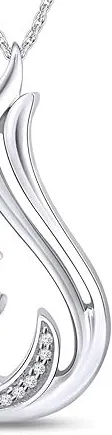 Authentic 1/10 Ct Phoenix Bird Pendant 18" Necklace Natural Diamond 925 Sterling Silver