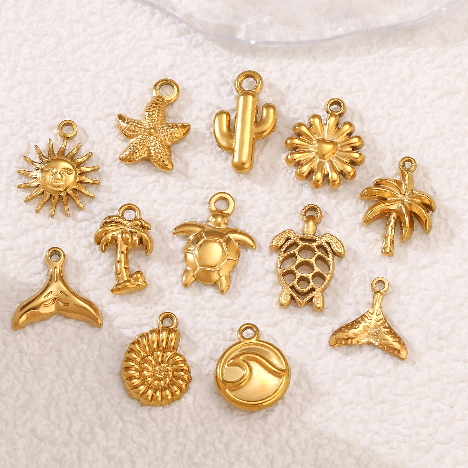 Authentic The Sacred Tropics Coconut Tree, Sea Wave, And Cactus Charms For Spiritual Journeying