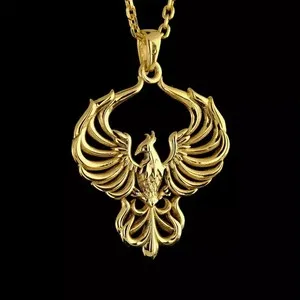 Authentic The Immortal Flame Phoenix Pendant in Radiant Gold and Sterling Silver