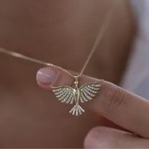 Authentic Phoenix Bird Pendant 0.50Ct Round Moissanite Women's Gift 14k Yellow Gold Plated