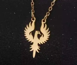 Authentic 14K Yellow Gold Plated 100% Pure 925 Sterling Silver Rising Phoenix Bird Pendant