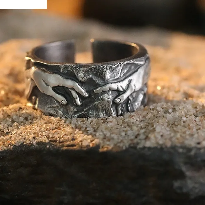Authentic Qeenkiss 925 Sterling Silver God Hand Ring Jewelry Birthday Boyfriend Father Rg7002