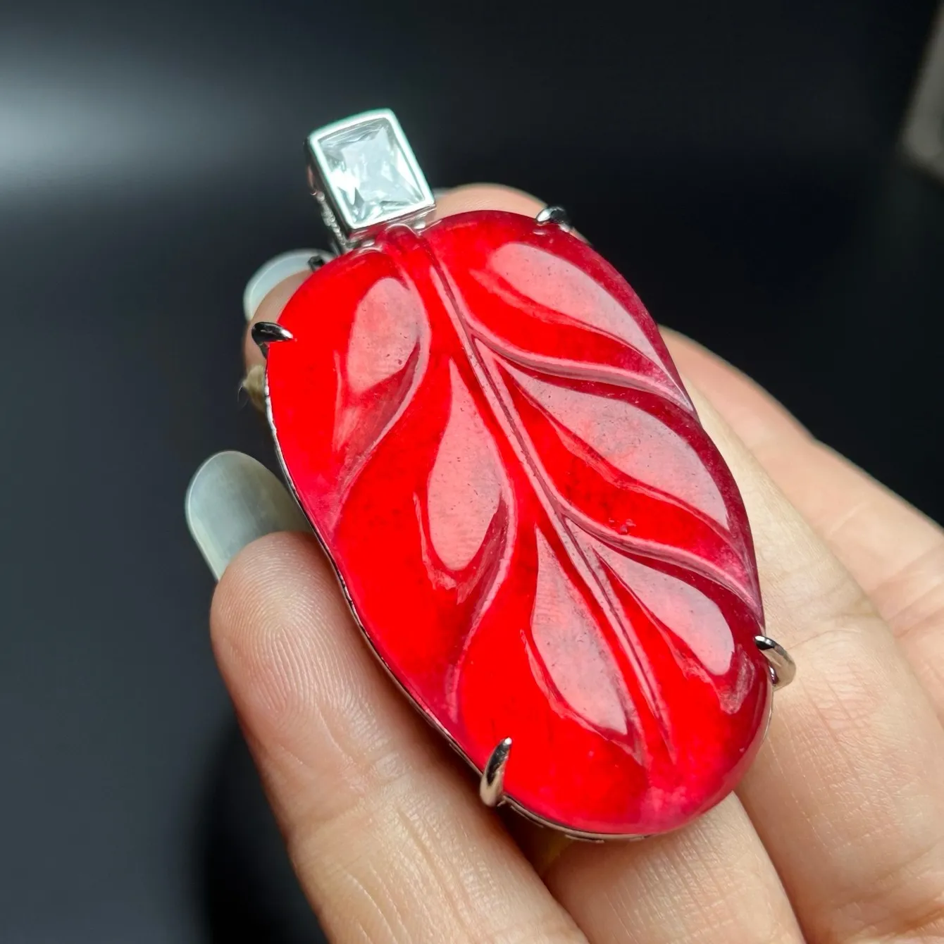 Authentic Crimson Ice Jade Amulet Of Inner Fire