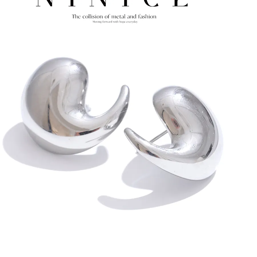 Authentic Ninice Earringstainless Selected Jewelry Comma Droplet Pendant Pvd Coated Waterproof Classic