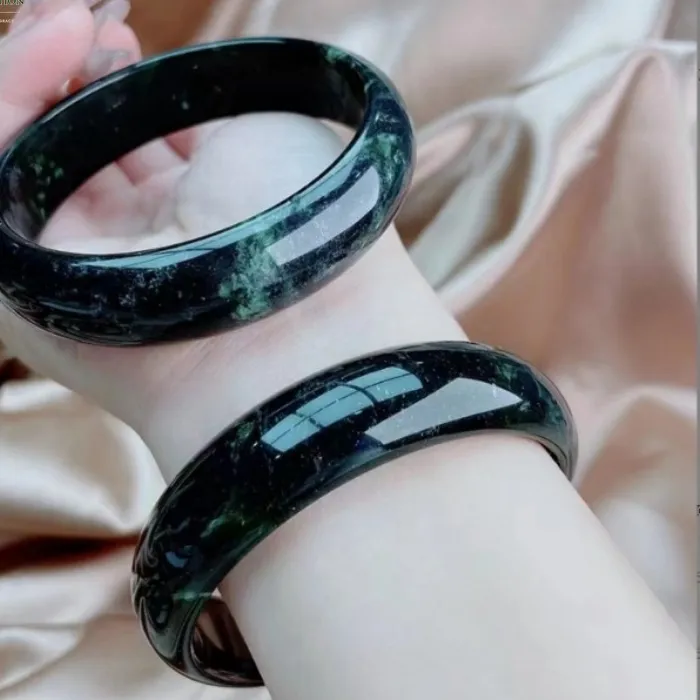 Authentic Natural Hidden Jade Bracelet Medicine King Stone Bracelet Ink Green Jade Bangle Woman Jewelry Elegant