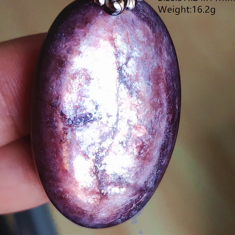 Authentic Natural Purple Lepidolite Quartz Mica Pendant Flash Beads Woman Oval Red Tourmaline Beads Jewelry Aaaaaa