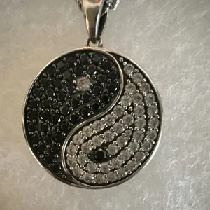 Authentic 2TCW Round Cut Lab Created Diamond Yin Yang Pendant 14K White Gold Plated