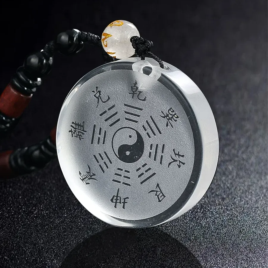 Authentic Celestial Harmony White Crystal Taiji Bagua Talisman