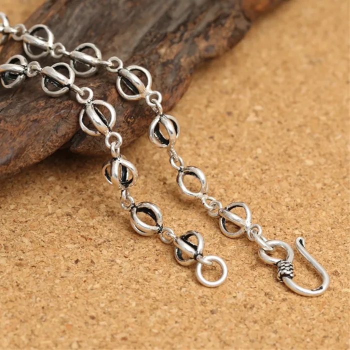 Authentic 925 Sterling Silver Double Dorje Rolo Chain Necklace w/ Hook Clasp 7mm 18 20 22 24 26 28 30 32 34 36 38 40 Inches