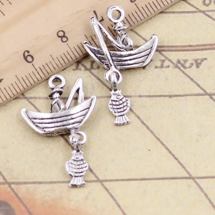Authentic 10Pcs Charms Fisherman Fishing Boat 31X19Mm Tibetan Silver Color Pendants Antique Jewelry Making Diy Handmade Craft