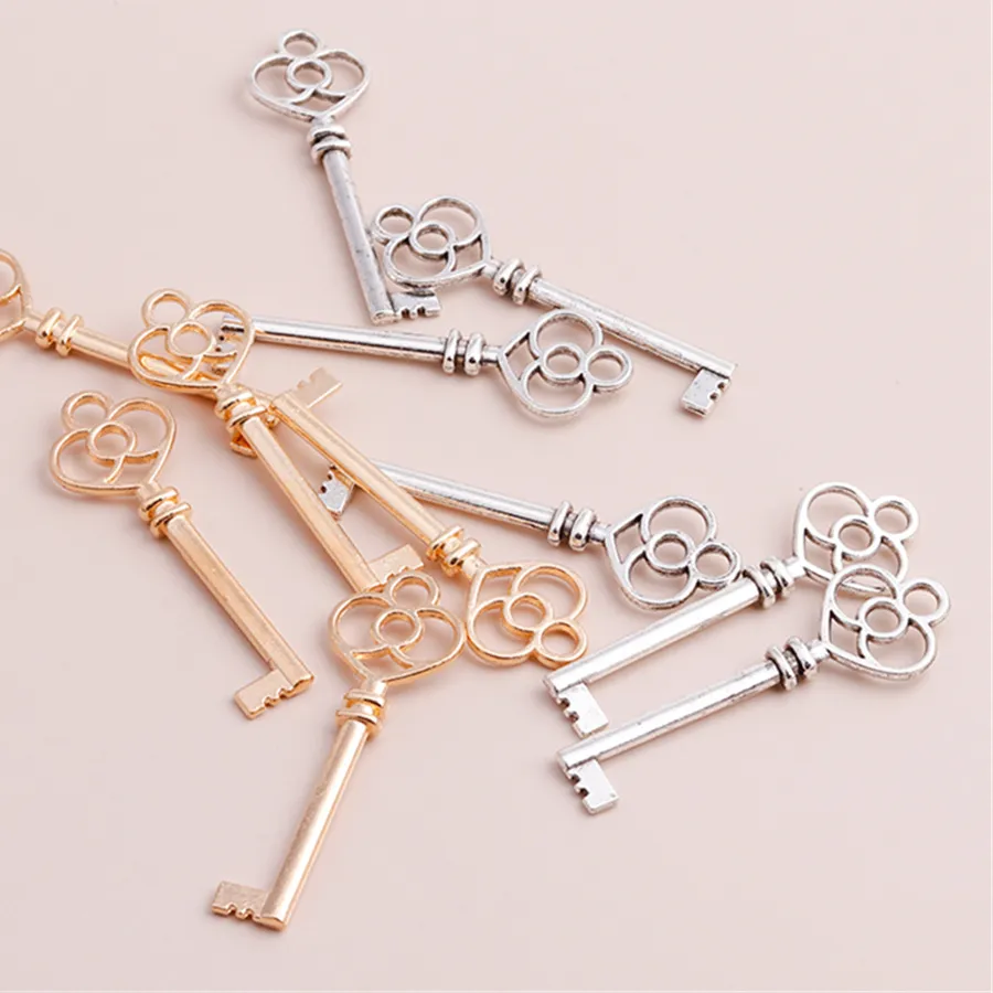 Authentic Leslie 5Pcs 60Mm Lock Key Charms Pendants For Earrings Necklace Handmade Diy Jewelry Making Accessories