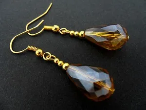 Authentic Whispers Of Liquid Sunlight Amber- Glass Teardrop Earrings