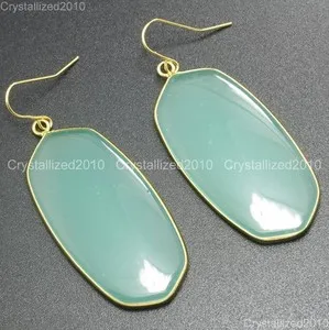 Authentic Natural Gemstone Sliced Healing Reiki Chakra Pendant 18k Gold Plated Earrings
