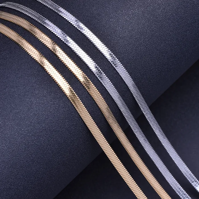 Authentic Necklace Accessories Flat Chain Neck Chokers Jewelry Snake Collier Acier Inoxydable Femme