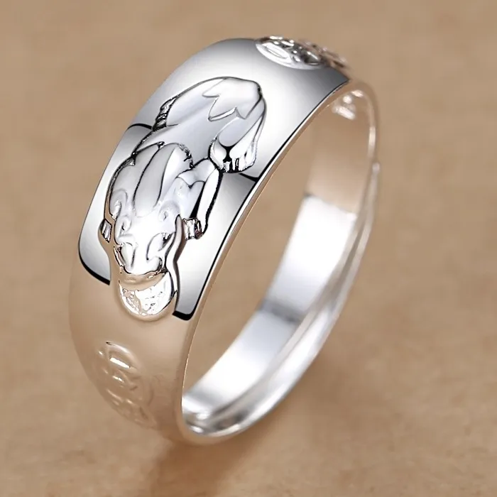 Authentic Adjustable Open Band Pi Xiu Mythical Creature Ring Bold Zodiac Jewelry
