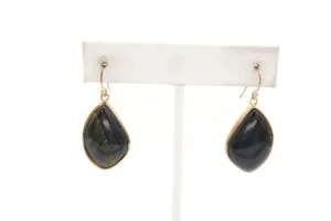 Authentic Gold Plated Sterling Silver 925 Labradorite Dangle Earrings