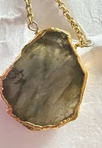 Authentic Celestial Aura: The Luna Norte Gold-Plated Labradorite Talisman