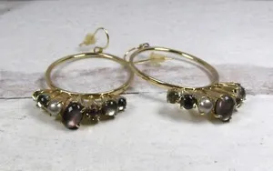 Authentic Labradorite Moonlit Halo: Gold‑Plated Dangle Hoops