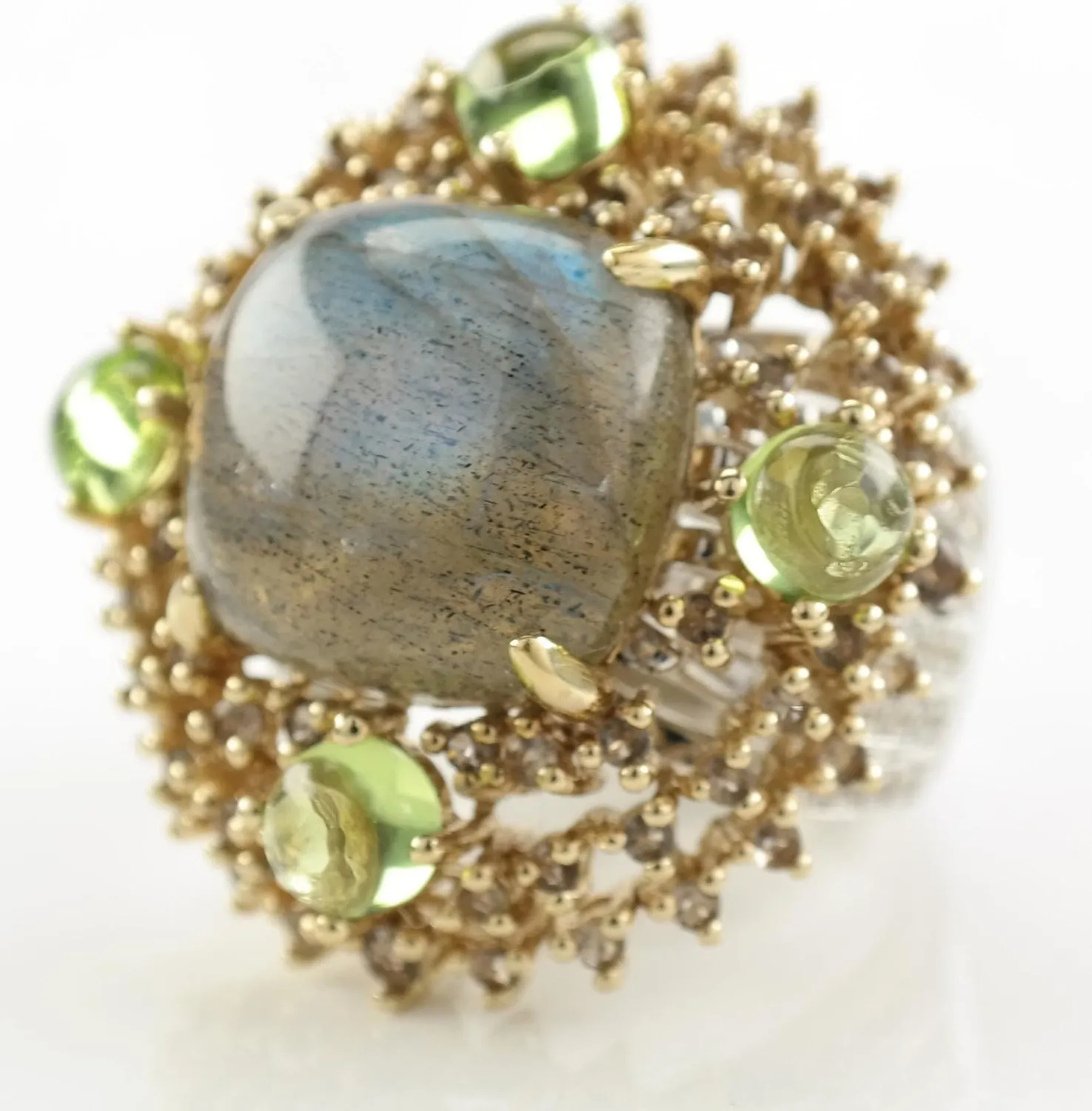 Authentic The Celestial Luminary: Labradorite and Peridot Talisman Ring