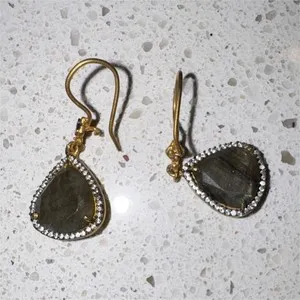 Authentic Tears of Celestial Wisdom: Handcrafted Labradorite Dangle Earrings