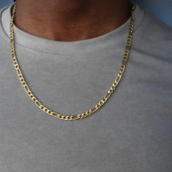 Authentic Multi Width 2 3 4 5Mm Rope Figaro Cuban Link Chain Necklace Waterproof Never Fade Hip Hop Punk Minimalist Daily Fine Jewelry Birthday