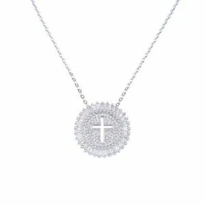 Authentic Gorgeous Cross Silver/Gold Plated Pendants Necklaces Cubic Zirconia Lab-Created