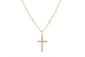Authentic Gold Plated Cross Pendant Necklace Charm