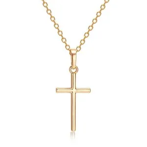 Authentic Silver Gold Plated Cross Pendant Necklace for Women Elegant Jewelry Gift