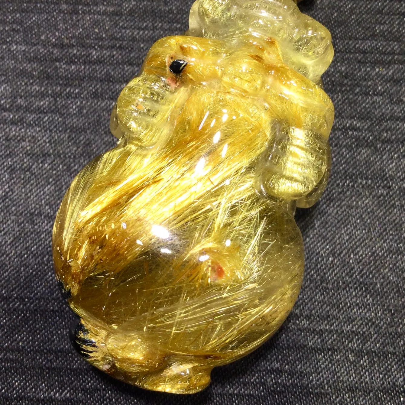 Authentic Solar Flare Pi Xiu Pendant Golden Rutilated Quartz Talisman Of Abundance And Protection