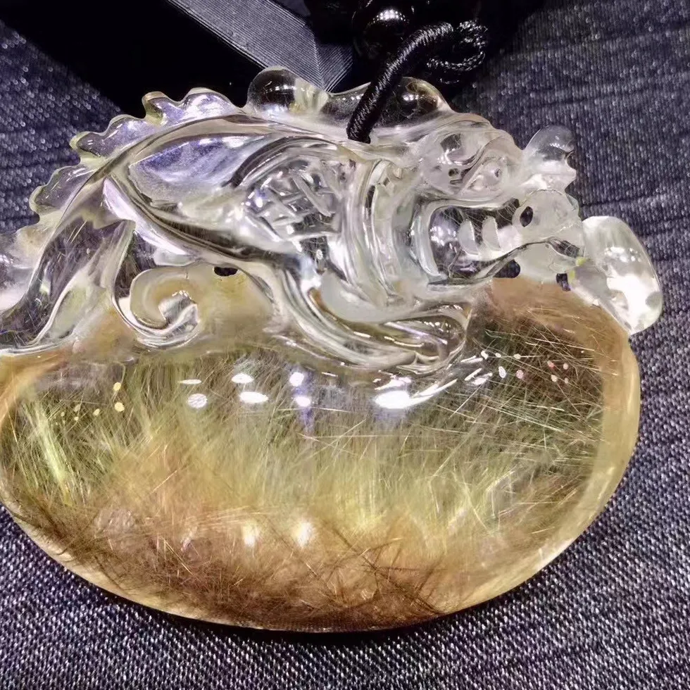 Authentic Amulet Of The Golden Phoenix Rutilated Quartz Pi Xiu