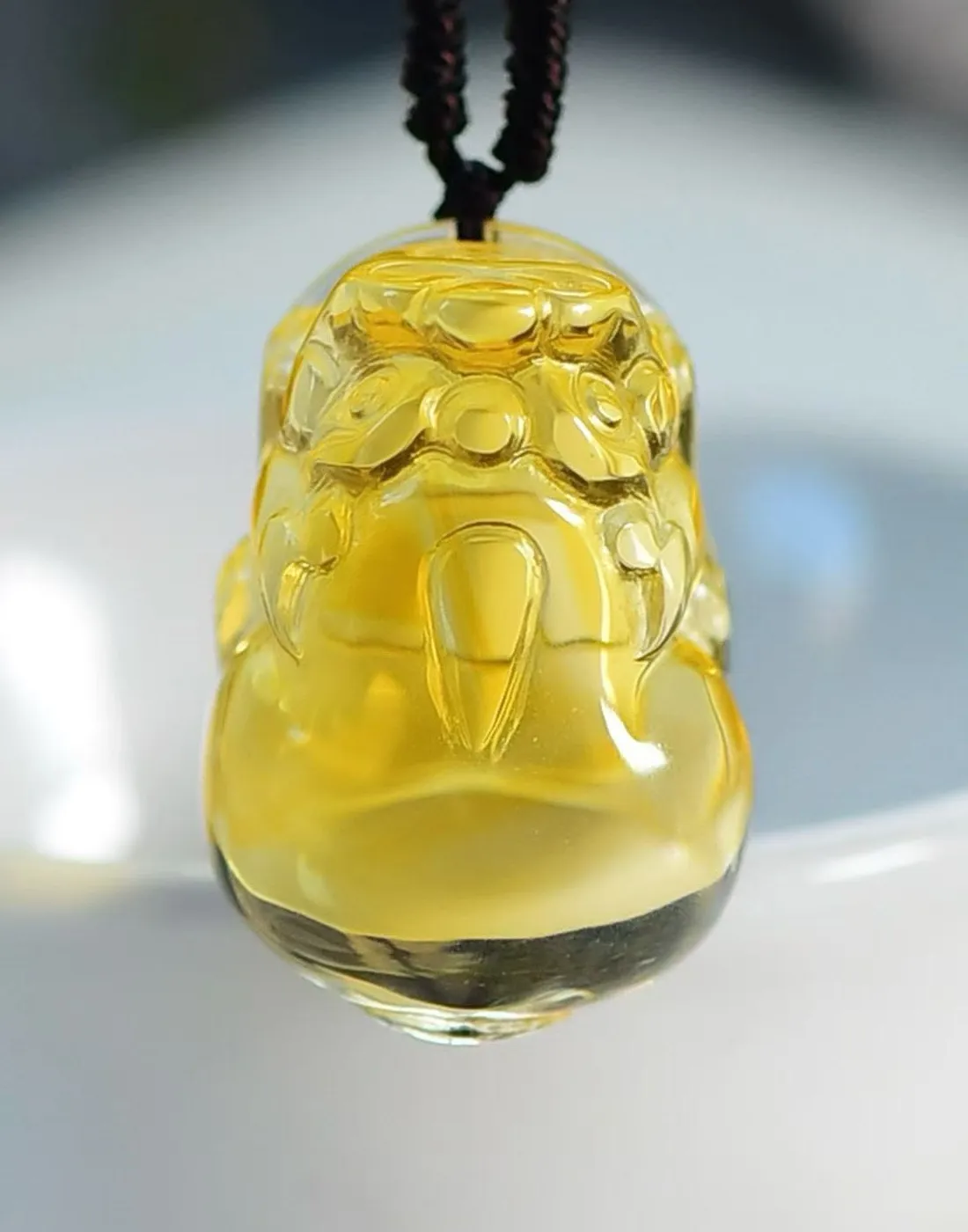 Authentic Natural Yellow Citrine Quartz Pendant 27.6 19.2 16.5Mm Pi Xiu Rectangle Jewelry Citrine Wealthy Necklace Aaaaa