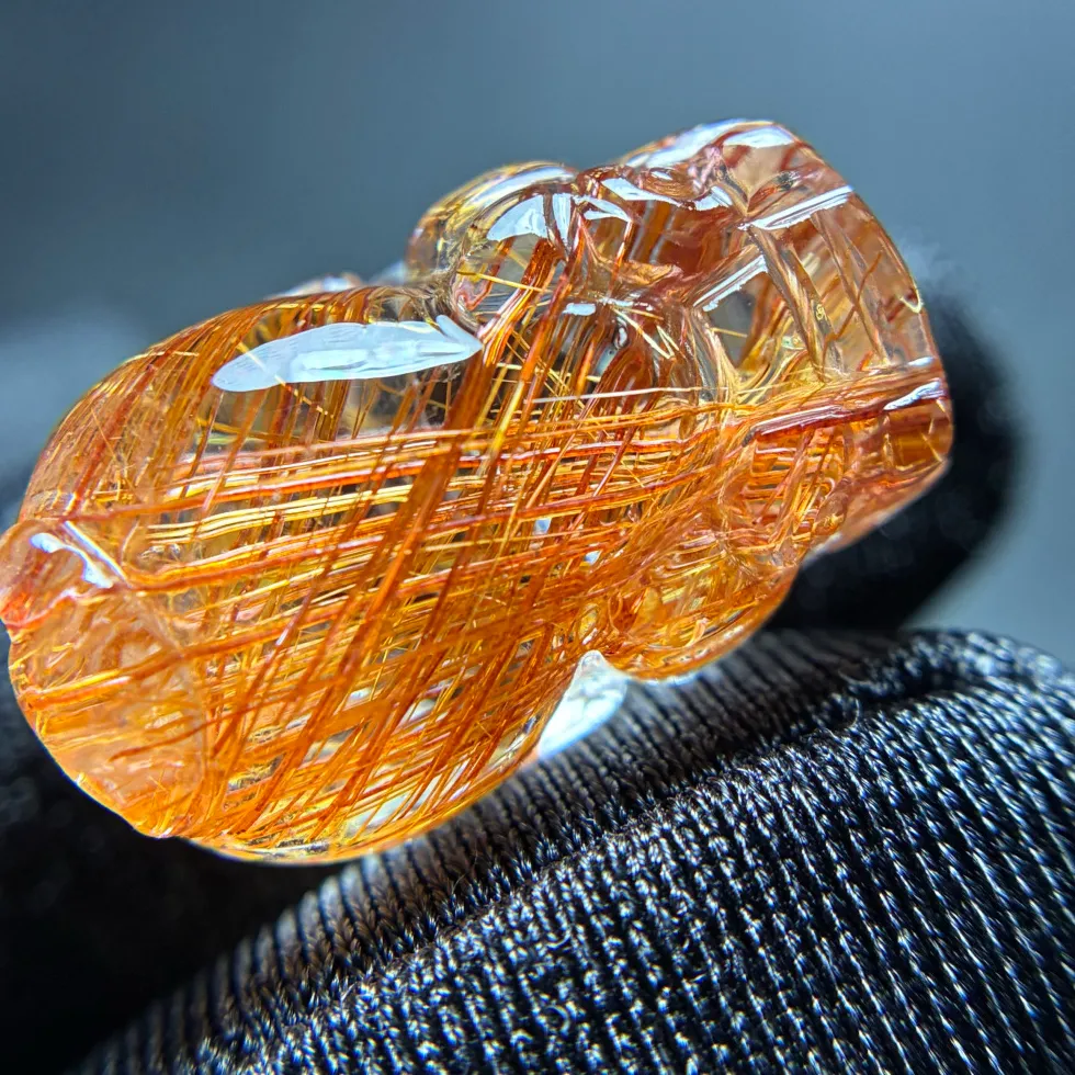 Authentic Natural Rutilated Quartz Pendant Necklace Jewelry 19.2 11.7 10.3Mm Pi Xiu Water Drop Yellow Rutilated Aaaaaaa