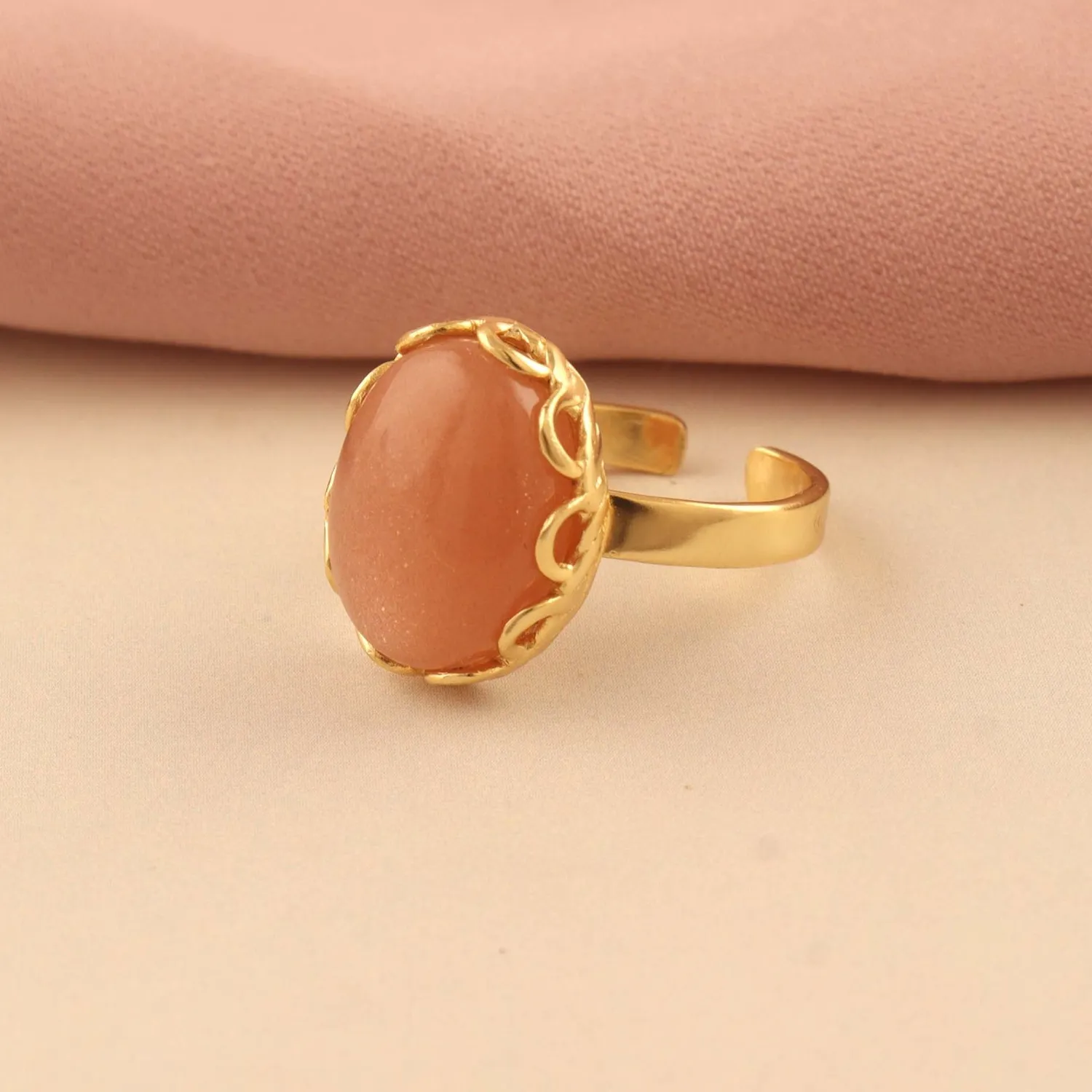 Authentic Ethereal Glow: The Celestial Peach Moonstone Talisman Ring