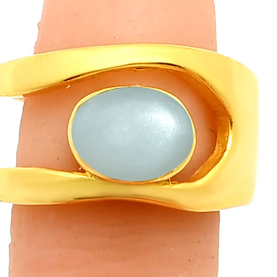 Authentic The Open Band of Serendipity: 18K Gold Plated Oval Gemstone Ring