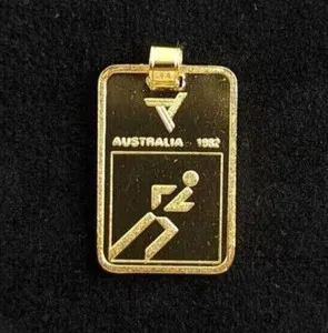 Authentic Sacred Relic Of The 1982 Commonwealth Games Fine Silver Bar Ingot Pendant Bathed In Gold