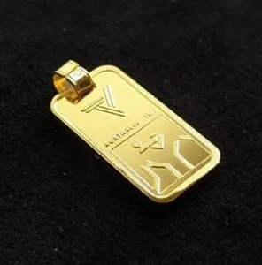 Authentic Gold- Plated Fine Silver 999 Bar Ingot Pendant Commemorative Wrestling Talisman