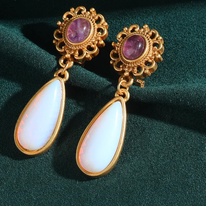 Authentic Ethereal Luminescence: The Pink Moonstone Twilight Talisman Earrings