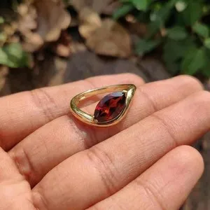 Authentic 1CT Marquise Cut Lab Created Garnet Women's Proposal Ring 14k Yellow Gold Plated