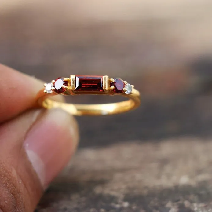 Authentic The Crimson Flame Solitaire: Natural Garnet and Sterling Silver Talismanic Band