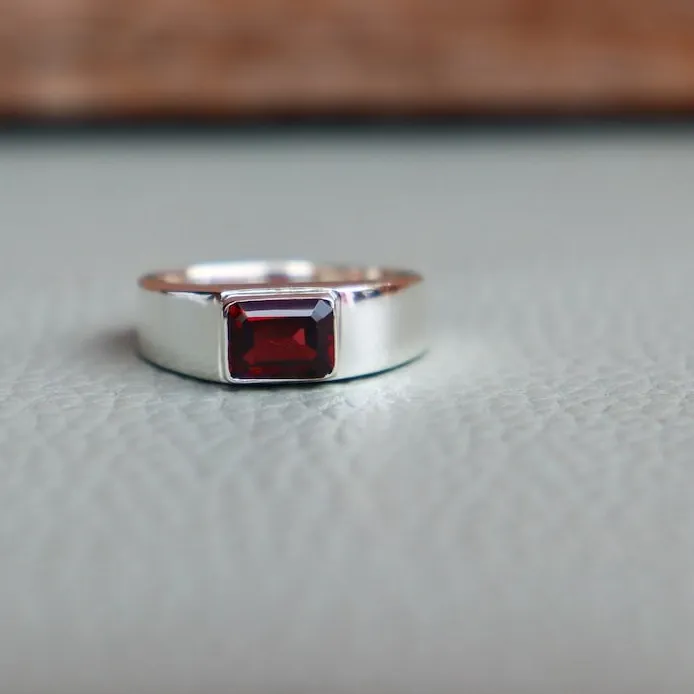 Authentic The Crimson Flame: Garnet and Silver Sacred Band