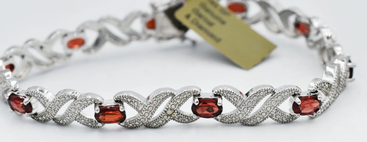 Authentic The Crimson Flame: Garnet and Diamond Celestial Bangle
