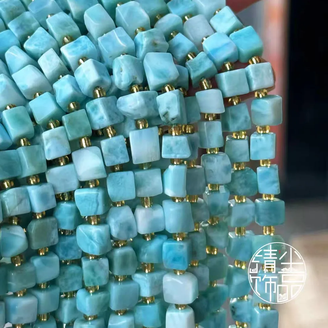Authentic Oceanic Soul Larimar Sacred Square Beads For Divine Connection