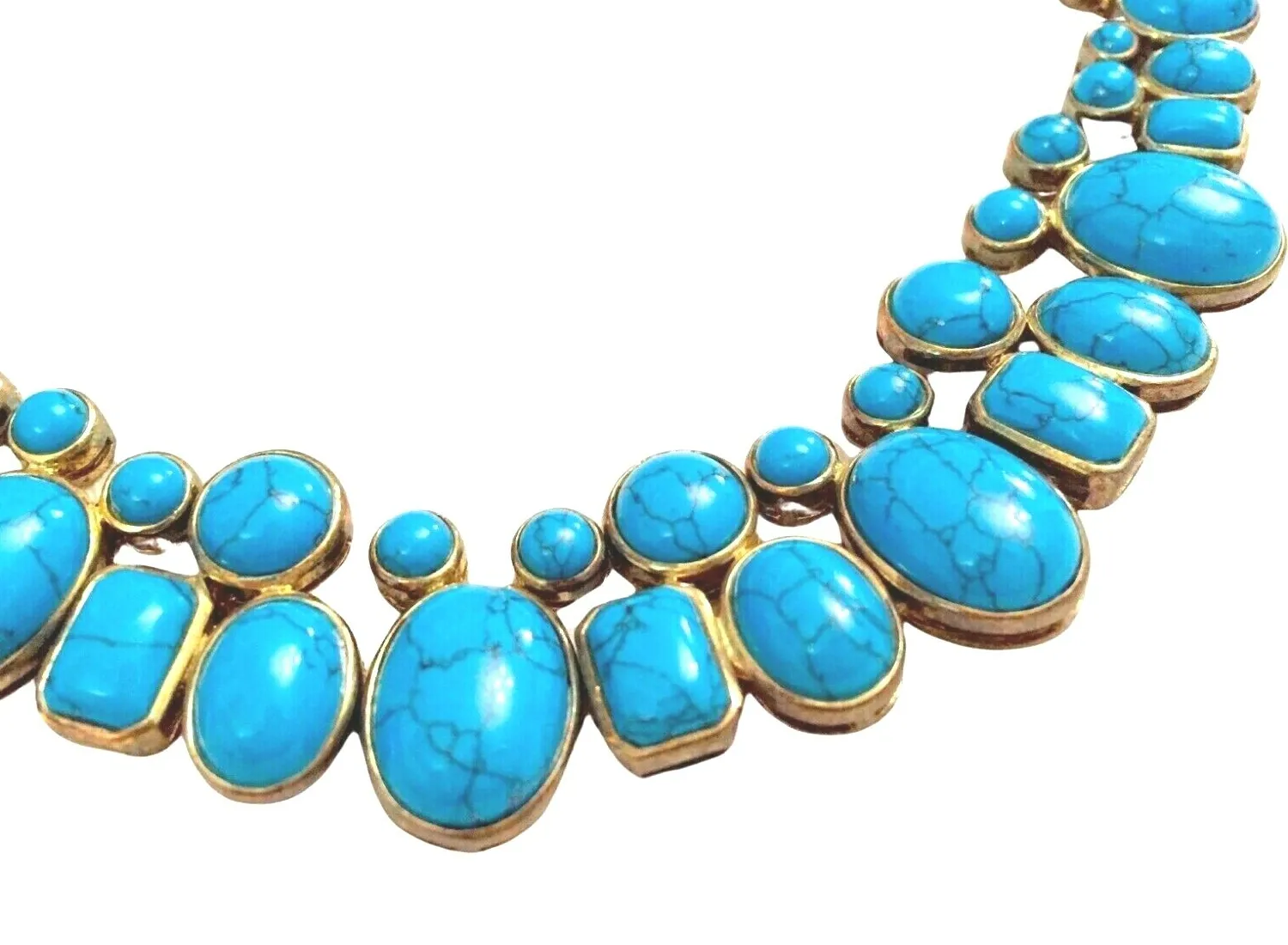 Authentic Greek Turquoise Stone and Gold Plated Necklace (retail £800)